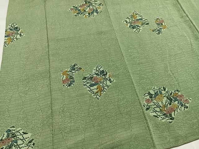 平和屋着物●上質な小紋 型染め 草花文 正絹 逸品 AABK8225ph