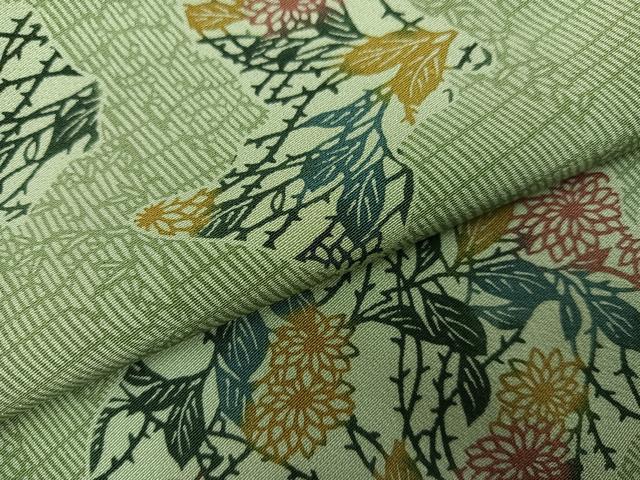 平和屋着物●上質な小紋 型染め 草花文 正絹 逸品 AABK8225ph