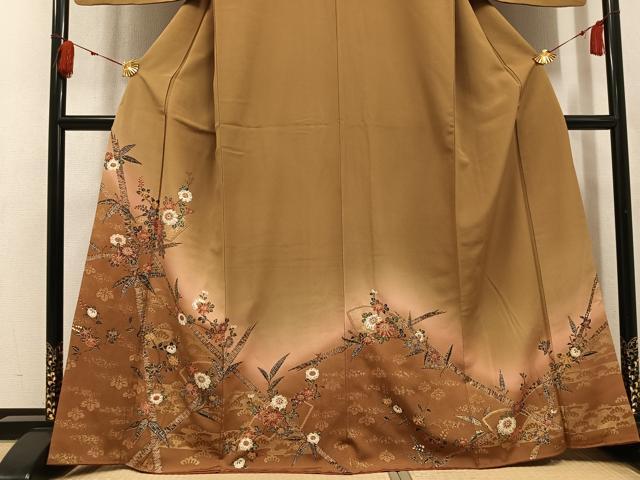 平和屋着物●訪問着 草花文 暈し染め 金彩 正絹 逸品 AABK8226ph