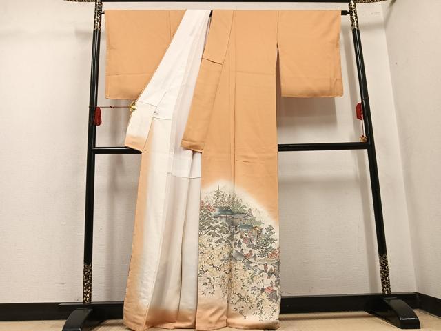 平和屋着物●豪華色留袖 寿光織 人物風景文 暈し染め 金糸 正絹 逸品 未使用 AABK8227ph