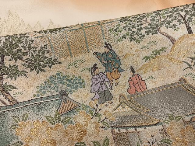平和屋着物●豪華色留袖 寿光織 人物風景文 暈し染め 金糸 正絹 逸品 未使用 AABK8227ph