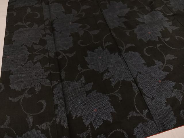 平和屋着物●本場大島紬 9マルキ 花唐草文 正絹 逸品 AABK8232ph
