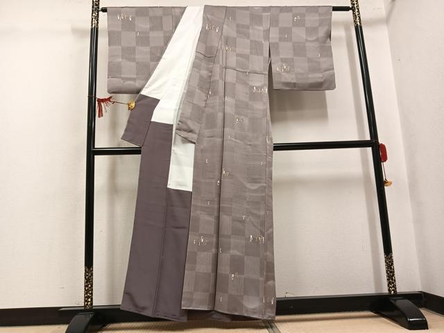 平和屋着物●上質な小紋 ぜんまい 暈し染め 金彩 正絹 逸品 AABK8233ph