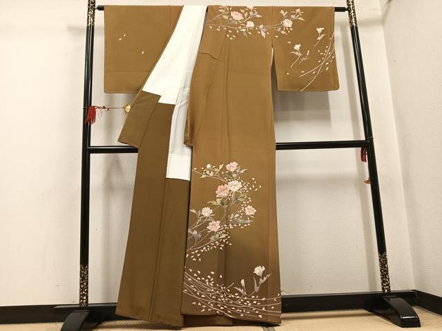 平和屋着物●訪問着 作家物 草花文 暈し染め 金彩 正絹 逸品 AABK8235ph