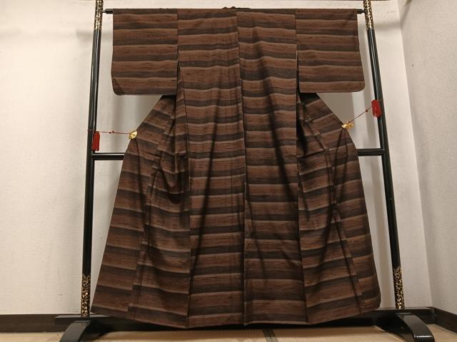 平和屋着物●本場大島紬 横段文 正絹 逸品 未使用 AABK8247ph