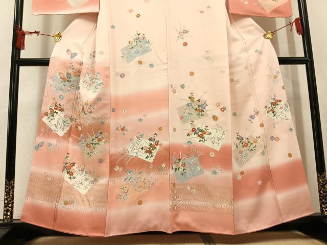 平和屋着物●訪問着 花筏 暈し染め 金彩 正絹 逸品 AABK8251ph