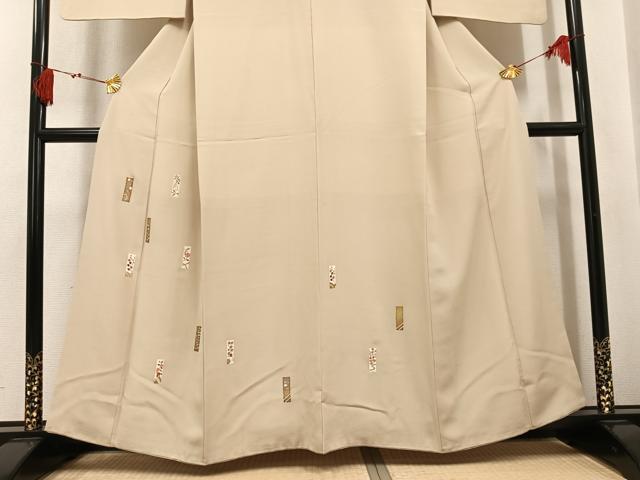 平和屋着物●訪問着 駒刺繍 竹屋町刺繍 草花熨斗文 金彩 正絹 逸品 AABK8266ph