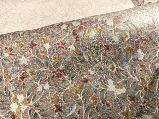 平和屋着物●訪問着 刺繍 地紙草花文 金糸 正絹 逸品 AABK8267ph