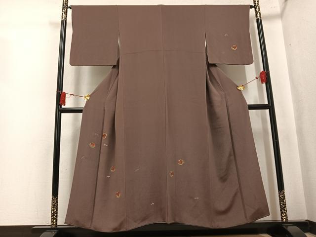 平和屋着物●訪問着 竹屋町刺繍 花丸文 金彩 鬼しぼ縮緬 正絹 逸品 AABK8275ph