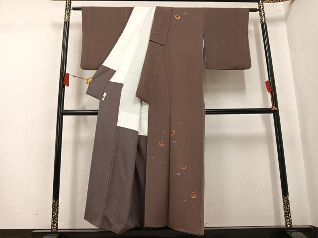 平和屋着物●訪問着 竹屋町刺繍 花丸文 金彩 鬼しぼ縮緬 正絹 逸品 AABK8275ph