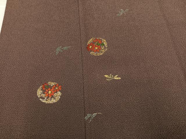 平和屋着物●訪問着 竹屋町刺繍 花丸文 金彩 鬼しぼ縮緬 正絹 逸品 AABK8275ph