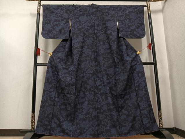 平和屋着物●結城紬 花唐草文 正絹 逸品 AABK8276ph