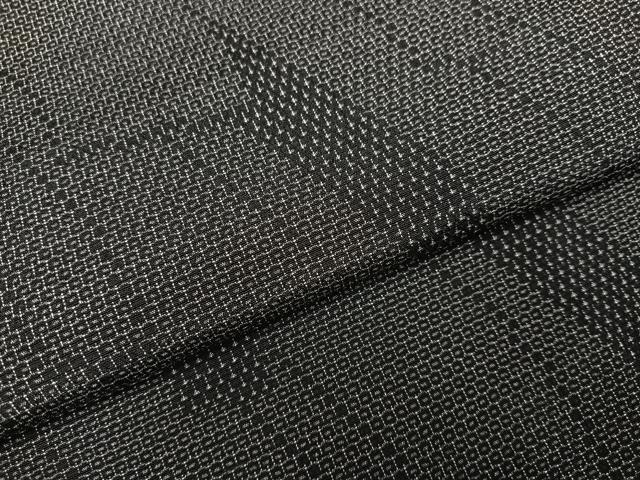 平和屋着物●本塩沢 110亀甲 斜縞 黒地 正絹 逸品 AABK8280ph