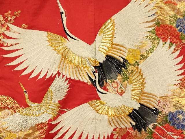 平和屋本店●色打掛 和装 婚礼 結婚式 花嫁 神社挙式 唐織 飛鶴花車文 金銀糸 逸品 AABK8283fw