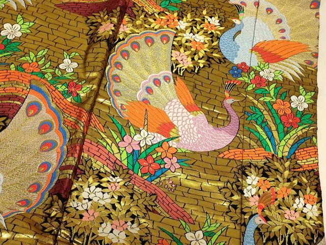 平和屋本店●色打掛 和装 婚礼 結婚式 花嫁 神社挙式 唐織 孔雀草花文 金糸 逸品 AABK8284fw