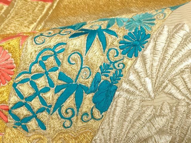 平和屋本店●夏物 色打掛 絽 和装 婚礼 結婚式 花嫁 神社挙式 総刺繍 草花扇子松文 金銀糸 逸品 AABK8291fw