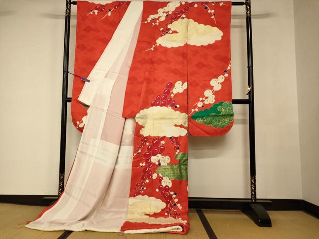 平和屋本店●お引きずり・お引き摺り・引き振袖 和装 結婚式 舞妓 芸妓 芸者 衣装 吉祥成り物雲取り文 金彩 逸品 AABK8306fw