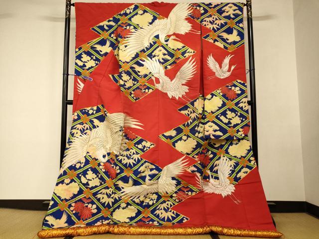 平和屋本店●色打掛 和装 婚礼 結婚式 花嫁 神社挙式 駒刺繍 飛鶴松竹梅天井文 金銀彩 銀糸 逸品 AABK8307fw