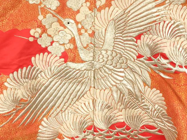 平和屋本店●色打掛 和装 婚礼 結婚式 花嫁 神社挙式 総刺繍 飛鶴梅松文 金銀糸 逸品 AABK8309fw