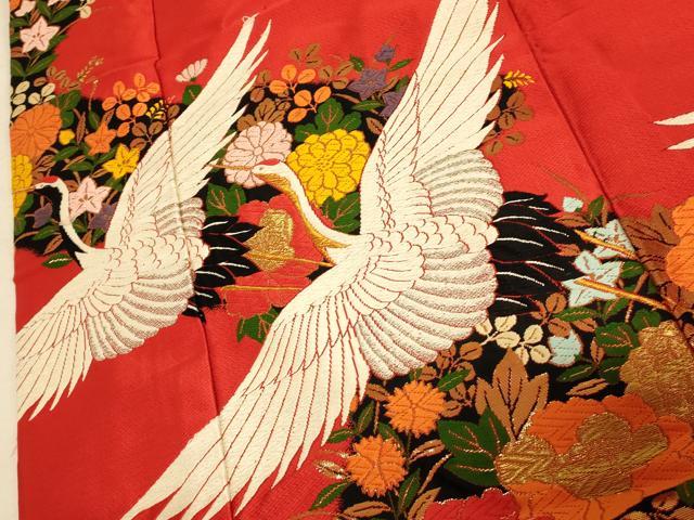 平和屋本店●色打掛 和装 婚礼 結婚式 花嫁 神社挙式 唐織 飛鶴草花文 金糸 逸品 AABK8324fw