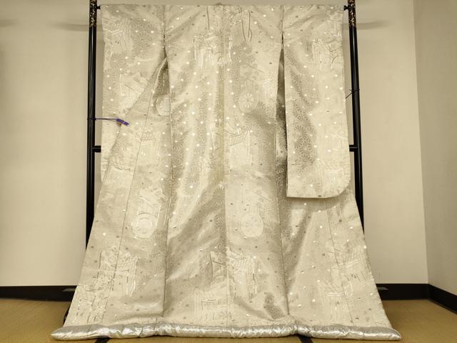 平和屋本店●色打掛 和装 婚礼 結婚式 花嫁 神社挙式 駒刺繍 御所車舞花文 銀糸 逸品 AABK8326fw