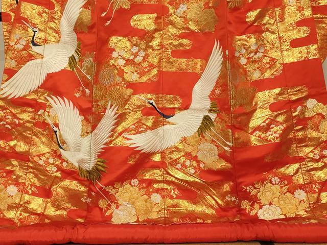 平和屋本店●色打掛 和装 婚礼 結婚式 花嫁 神社挙式 刺繍 飛鶴松竹梅天井文 金糸 逸品 AABK8327fw