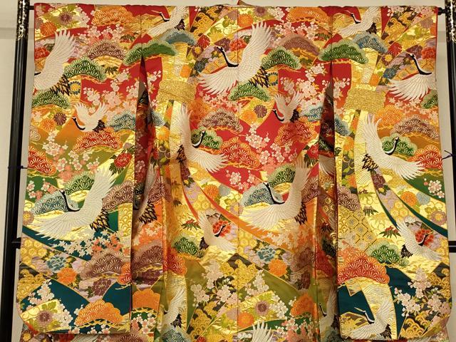 平和屋本店●色打掛 和装 婚礼 結婚式 花嫁 神社挙式 唐織 飛鶴松竹梅束ね熨斗文 金銀糸 逸品 AABK8329fw