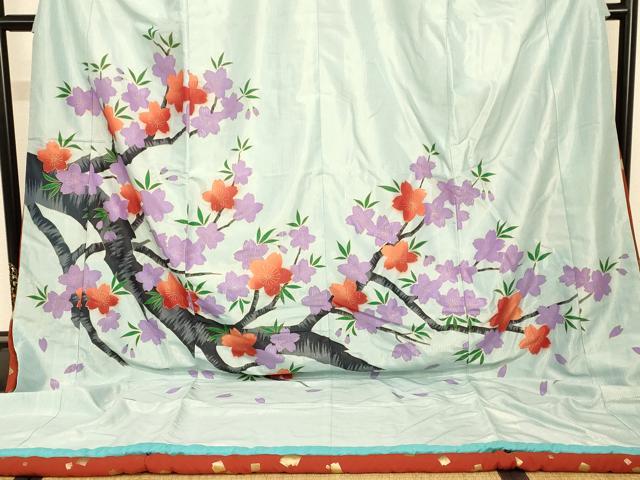 平和屋本店●お引きずり・お引き摺り 訪問着 和装 舞台 舞妓 芸妓 芸者 衣装 枝桜文 金彩 AABK8332fw