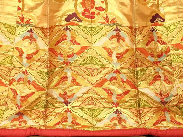 平和屋本店●色打掛 和装 婚礼 結婚式 花嫁 神社挙式 唐織 双鶴松竹梅丸文 金糸 逸品 AABK8334fw