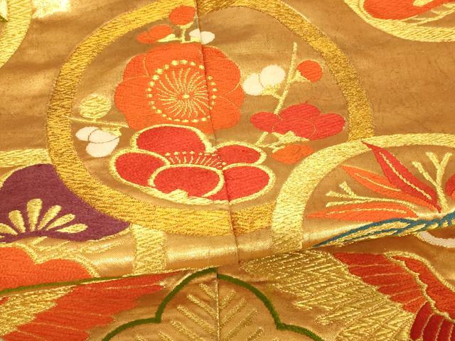 平和屋本店●色打掛 和装 婚礼 結婚式 花嫁 神社挙式 唐織 双鶴松竹梅丸文 金糸 逸品 AABK8334fw