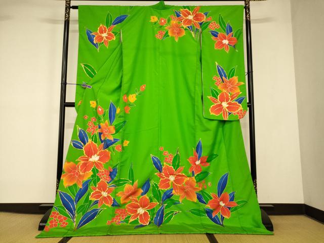 平和屋本店●お引きずり・お引き摺り・引き振袖 和装 結婚式 舞妓 芸妓 芸者 衣装 草花文 金彩 AABK8356fw