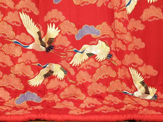 平和屋本店●色打掛 和装 婚礼 結婚式 花嫁 神社挙式 絞り 駒刺繍 飛鶴松文 金銀糸 逸品 AABK8358fw