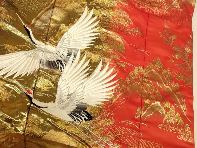 平和屋本店●色打掛 和装 婚礼 結婚式 花嫁 神社挙式 刺繍 飛鶴風景文 暈し染め 金銀糸 金彩 逸品 AABK8361fw