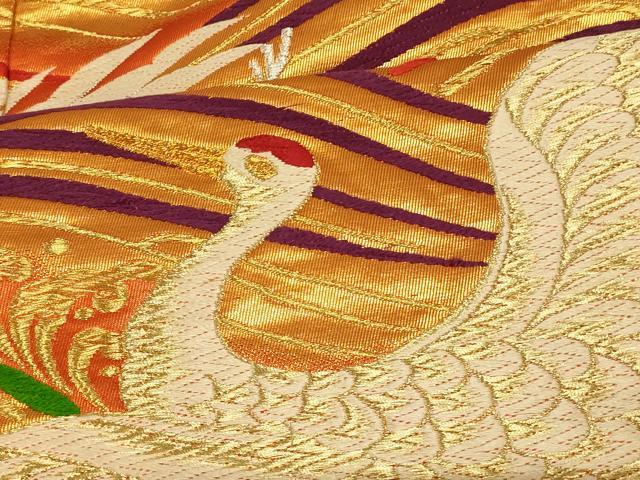 平和屋本店●色打掛 和装 婚礼 結婚式 花嫁 神社挙式 唐織 飛鶴立波文 金銀糸 逸品 AABK8362fw