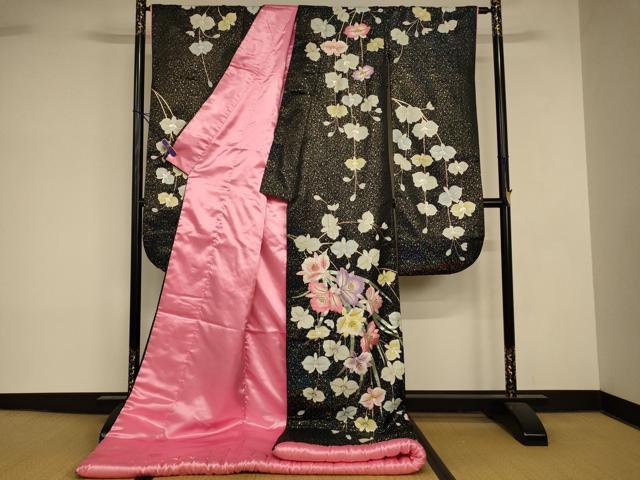 平和屋本店●色打掛 和装 婚礼 結婚式 花嫁 神社挙式 刺繍 枝垂れ花文 黒地 金糸 金銀彩 逸品 AABK8369fw