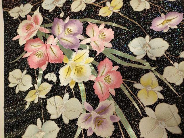 平和屋本店●色打掛 和装 婚礼 結婚式 花嫁 神社挙式 刺繍 枝垂れ花文 黒地 金糸 金銀彩 逸品 AABK8369fw