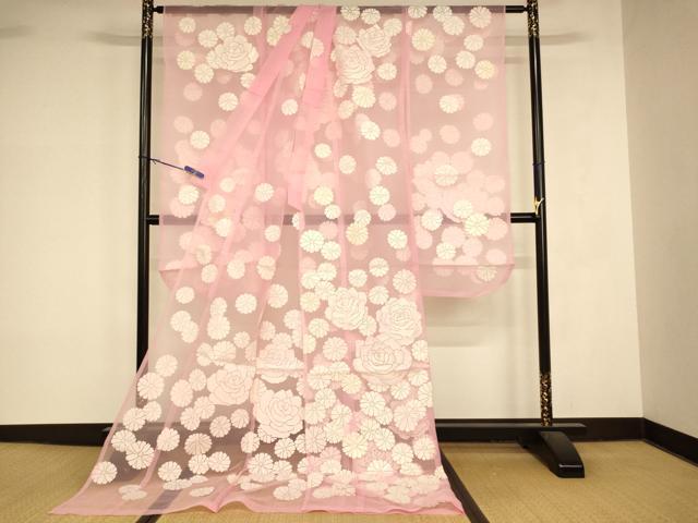 平和屋本店●夏物 お引きずり・お引き摺り・引き振袖 和装 結婚式 舞妓 芸妓 芸者 衣装 オーガンジー 舞花薔薇文 逸品 AABK8370fw