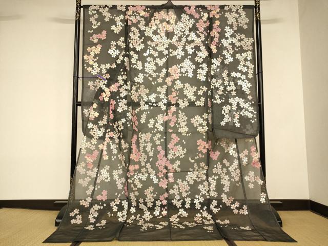 平和屋本店●夏物 お引きずり・お引き摺り・引き振袖 和装 結婚式 舞妓 芸妓 芸者 衣装 オーガンジー 舞桜文 AABK8372fw