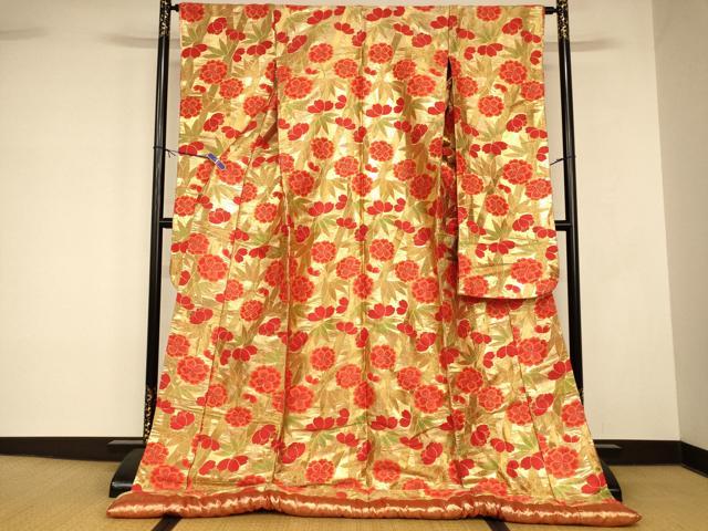 平和屋本店●色打掛 和装 婚礼 結婚式 花嫁 神社挙式 唐織 笹竹舞花文 金糸 逸品 AABK8374fw