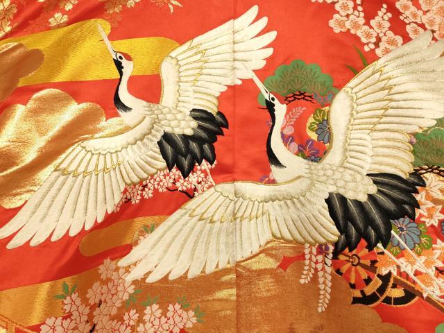 平和屋本店●色打掛 和装 婚礼 結婚式 花嫁 神社挙式 駒刺繍 唐織 飛鶴花車文 暈し染め 金銀糸 逸品 AABK8377fw