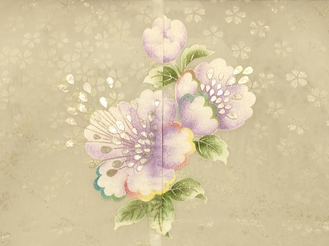 平和屋本店●夏物 お引きずり・お引き摺り・引き振袖 和装 結婚式 舞妓 芸妓 芸者 衣装 手描き オーガンジー 草花文 銀彩 AABK8382fw