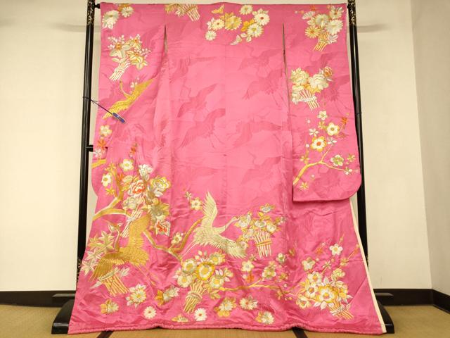 平和屋本店●お引きずり・お引き摺り・引き振袖 和装 結婚式 舞妓 芸妓 芸者 衣装 総刺繍 飛鶴枝梅文 金銀糸 逸品 AABK8384fw