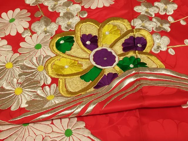 平和屋本店●お引きずり・お引き摺り・引き振袖 和装 結婚式 舞妓 芸妓 芸者 衣装 総刺繍 枝花立波文 金銀糸 逸品 AABK8386fw