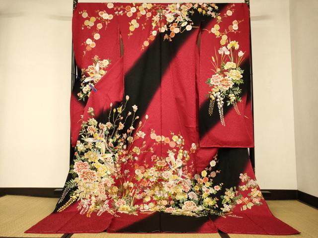 平和屋本店●お引きずり・お引き摺り・引き振袖 仮絵羽 和装 結婚式 舞妓 芸妓 芸者 衣装 総刺繍 暈し染め 金銀糸 逸品 AABK8395fw