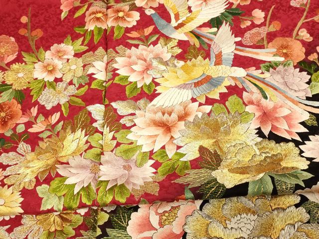 平和屋本店●お引きずり・お引き摺り・引き振袖 仮絵羽 和装 結婚式 舞妓 芸妓 芸者 衣装 総刺繍 暈し染め 金銀糸 逸品 AABK8395fw