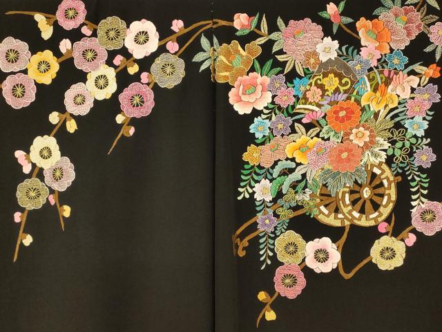 平和屋本店●中国三大刺繍 相良刺繍 お引きずり・お引き摺り・引き振袖 仮絵羽 和装 結婚式 舞妓 芸妓 芸者 衣装 金糸 逸品 AABK8397fw