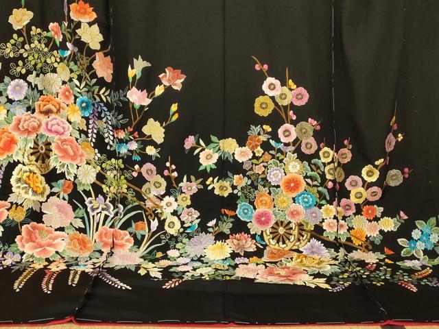 平和屋本店●中国三大刺繍 相良刺繍 お引きずり・お引き摺り・引き振袖 仮絵羽 和装 結婚式 舞妓 芸妓 芸者 衣装 金糸 逸品 AABK8397fw
