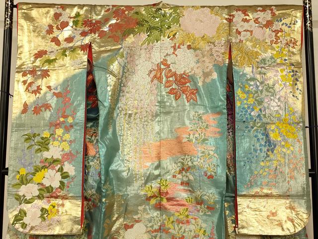 平和屋本店●色打掛 和装 婚礼 結婚式 花嫁 神社挙式 唐織 四季百花流水文 牡丹 金銀糸 逸品 AABK8404fw