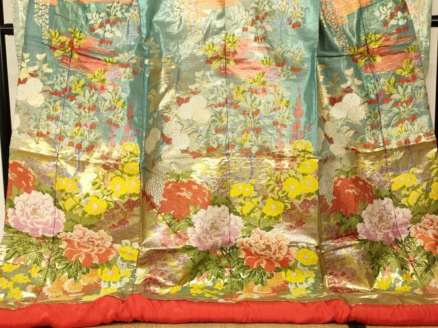 平和屋本店●色打掛 和装 婚礼 結婚式 花嫁 神社挙式 唐織 四季百花流水文 牡丹 金銀糸 逸品 AABK8404fw