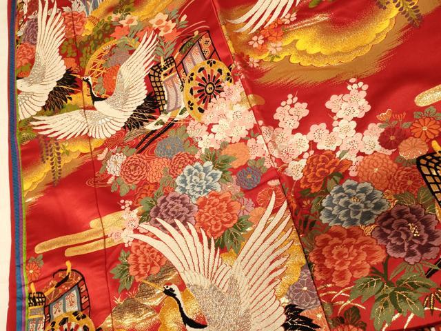 平和屋本店●色打掛 和装 婚礼 結婚式 花嫁 神社挙式 唐織 飛鶴御所車松竹梅文 金銀糸 逸品 AABK8408fw